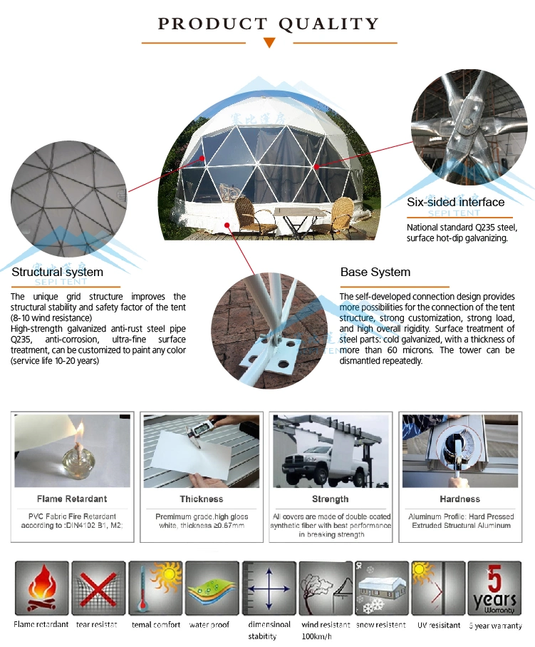 Custom 2024 Luxury Waterproof PVC Igloo Glamping Geodesic Connected Double Dome Tent