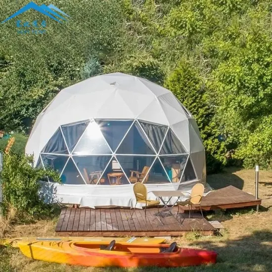 Tienda de campaña de doble cúpula conectada geodésica Glamping iglú de PVC impermeable de lujo personalizada 2024