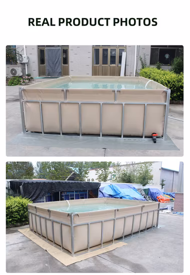 Estanques plegables de PVC para piscinas de peces con marco
